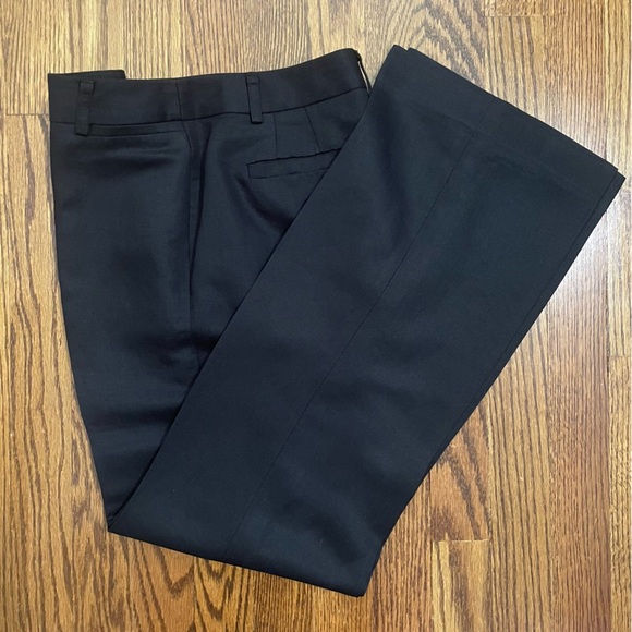 Ann Taylor LOFT Black Dress Pants Linen Blend Lined Pant Size 4P - Picture 1 of 10